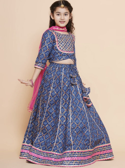 Blue & Pink Lehenga & Blouse With Dupatta - Image 3